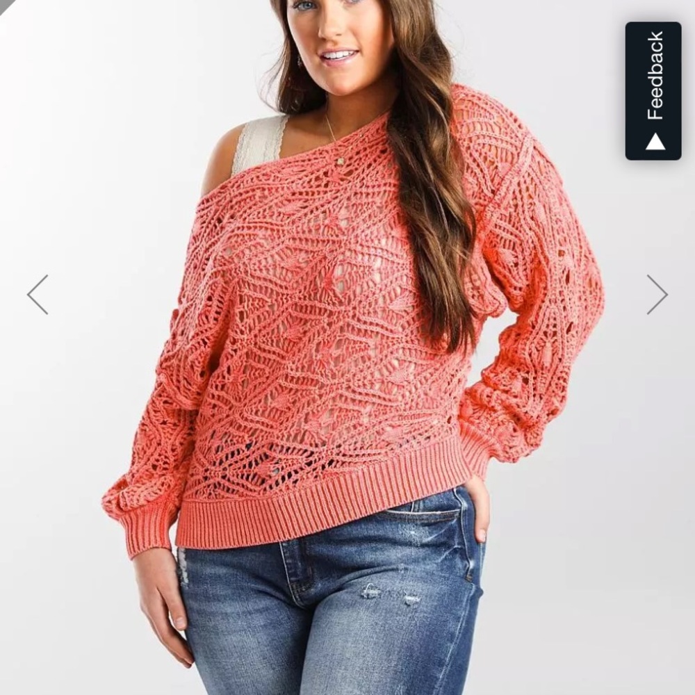 BKE Washed Pointelle Sweater in Mauve